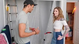 Delightful fuck with a catch guy who's painting her walls